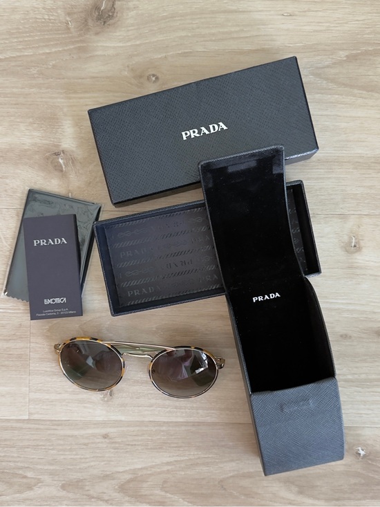 Prada SPR 51S 7S0-4K1 - Pale Gold/Green Gradient Grey - Round Metal Sunglasses